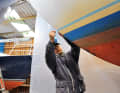 1. mask off the area to be repaired with tape. Position slightly higher because the water pass is often also affected