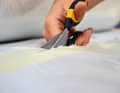3. the strong glass mats (biaxial, 445 grams/square metre) are cut to size and numbered consecutively