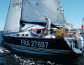 He sails an X-37, the smallest boat in the field;