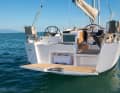 There is a separate storage compartment for the life raft behind the large bathing hatch