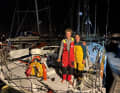 Heureux à l'arrivée et fiers de leur quatrième place : Melwin Fink et Estelle Greck, les skippers de "SignForCom".