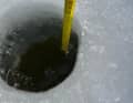 Before sailing, the ice must be thoroughly checked by drilling holes.