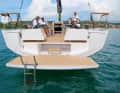 Large hatch, lots behind it. The bathing platform is 2.80 metres wide. And there is additional storage space
