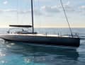 The carbon fibre mast is positioned extremely far aft. The foredeck remains flat and completely unobstructed.