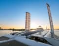 A topsy-turvy world: 60 square metres of sail, 160 on solar cells. On most yachts, the ratios are reversed