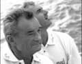 24 June 1997 off Arcachon: Éric Tabarly (left) and Yves Parlier on their yacht "Aquitaine Innovations"