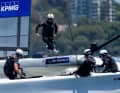 Steuermann Erik Heil und das Germany SailGP Team beim Trainingsrennen im Sydney Harbour