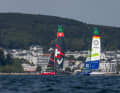 Das Germany SailGP Team und die Schweizer beim Training vor Sassnitz.