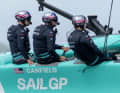 Le barreur américain Taylor Canfield et son équipage ont dû faire face à des situations difficiles lors du coup d'envoi à San Francisco... Photo : Felix Diemer for SailGP