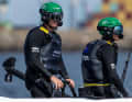 Tom Slingsby bei der Arbeit am Lenker des australischen F50-Katamarans.