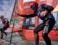 Action an Bord des GBR-Foilers.