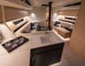 Open, bright extension below deck. The layout is rather conventional.