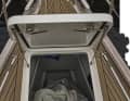 Sails can be set comfortably and directly from the forepeak, which is closed off aft