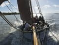 Pushes a mighty bow wave: the hull is trimmed for volume for a large payload
