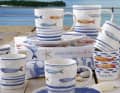 The "Bord le mer" tableware series from Soulkisses features maritime motifs