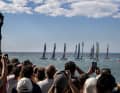 They were able to watch the races from the grandstands, but also from the shore.