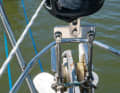 The new solution for the furling jib bracket looks great. A simple sheet of metal with holes and a tensioner replaces the ...