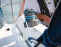 Steep: The coaming does not offer a comfortable seating area in this position. Too bad, because sheets, tiller and traveller are easily accessible from there