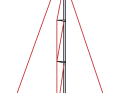 Top rigged, several pairs of spreaders, rear lower shrouds, partly with baby stay or front lower shrouds