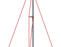 Partial rig, one pair of spreaders, aft lower shrouds