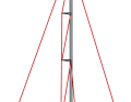 Partial rig, several pairs of spreaders, rear lower shrouds, partly backstays