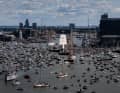 Departure of the tall ships for the closing parade of Sail Amsterdam 2025 on Sunday.