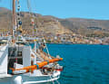 Fishing boat in the main ferry harbour of Pothia.