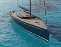 The sheer foredeck frames the bulwark. The bow is not too full, ...