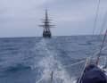 The "Corto" was towed by the three-master for one night ...
