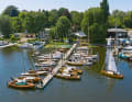 The smaller boats can be moored at the jetty in front of the boathouse