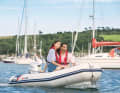Honda inflatable boat including 2.3 hp outboard motor The robust Honwave T30-AE3 with aluminium floor, three air chambers and V-keel is designed for up to four adults.  It is just under three metres long, approx. 1.60 metres wide and weighs 54 kg. The packing dimensions: 112 x 65 x 38 cm. It is equipped with the Honda BF2.3 outboard engine, an air-cooled single-cylinder four-stroke with the latest technology for precise ignition control. Total value: 2,500 euros