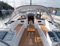 The winches and halyard stoppers placed on the coamings are easy to operate