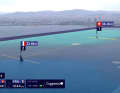 The system was developed by Capgemini and was used for the first time at the 37th America's Cup. All areas above and below the average wind speed are coloured in