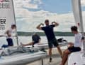 Spaßiges Symbolbild von Nico Naujok und den deutschen Ilca-7-Seglern im EM-Revier von Marstrand.