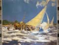 Au début des années 80, "Teufelsbrück" navigue sur l'Elbe par un vent du sud très fort, le guide de cotre "Zewa" a fait récupérer le besan.