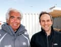 Sailing makes you happy: Germán Frers and Sören Gehlhaus in the harbour of Nautor after an exciting but rather autumnal summer afternoon on "Haromi"