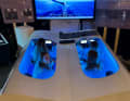 The German sailors train for the Puig Women's America's Cup in this simulator, while their team-mates around Paul Farien also train for the Youth America's Cup