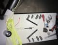Here the blocks and deflection pulleys are already screwed on and sealed