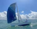 Sportier with gennaker. Additional space sails are attached to the rather long, fixed bowsprit