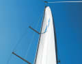 The mainsheet is taken very tight, the leech of the mainsail closes