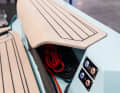The helmsman's seating area on deck is also beautifully designed