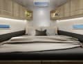 The master cabin is located in the foredeck