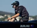 Kiwi helmsman Peter Burling in action. After the first three races on Saturday evening, the New Zealanders were level on points with the leaders from Denmark in second place