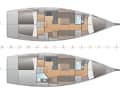 Die J/40 gibt es in zwei Ausbauvarianten – als Zweikabiner mit zwei Nasszellen und großer Backskiste an Steuerbord oder als Drei-Kabinen-Version mit nur einem Bad im Durchgang zum Vorschiff