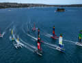Die SailGP-Flotte rast über den Kurs von Sydney.