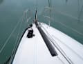 The bowsprit rests in a recess in the foredeck. This prevents water from entering the ship
