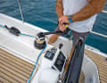 The recessed running deck allows easy access to the winches on the coaming, even from the side. You can turn with power