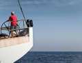 Attention to detail in the styling: "Ribelle" designer and constructor Malcolm McKeon had the teak deck casually rounded off at the stern to form the transom