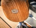 The stylish blocks are modern Ronstan products clad in teak by Kohlhoff