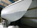 5. many sanding weekends later, the underwater hull has its old shape and the colour build-up can begin